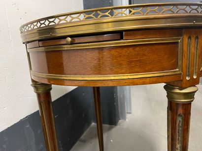 Mahogany hot-water bottle table with two...