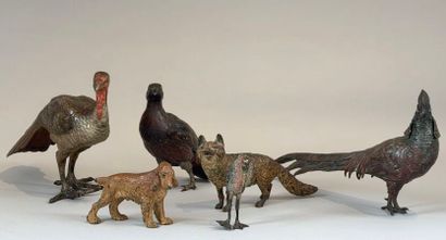 A set of six polychrome Viennese bronzes,...