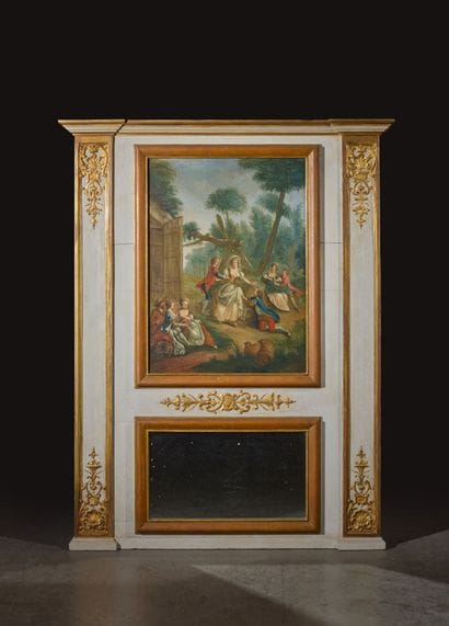 Painted and gilded wood trumeau made from...