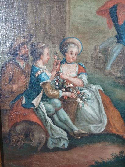 Painted and gilded wood trumeau made from...