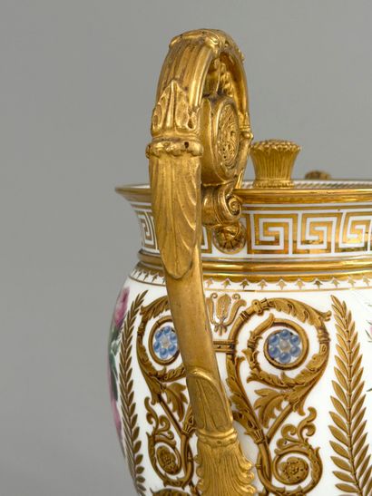 SÈVRES. 
Brachard covered porcelain teapot...