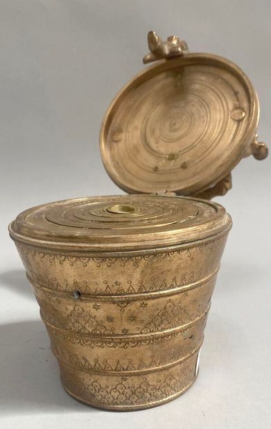 Large sixteen-mark bronze weight stack, the...