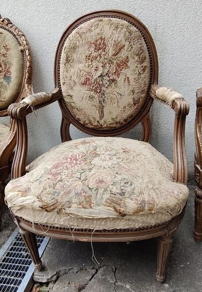 Pair of molded, carved and partially gilded...