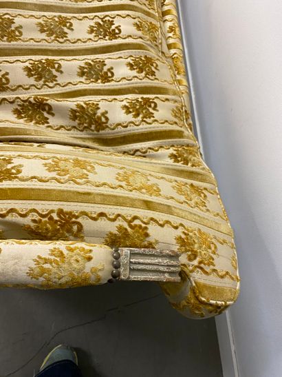 Painted and gilded beech sofa, with a flat...