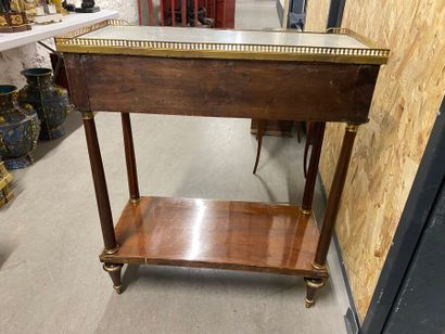Mahogany and copper-moulded mahogany veneer...