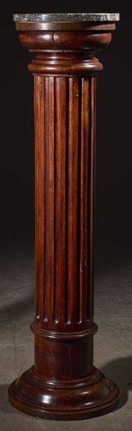 Pair of molded oak or walnut columns with...