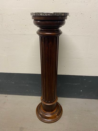 Pair of molded oak or walnut columns with...