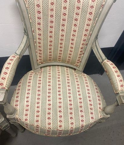 Pair of cabriolet armchairs in molded, carved,...