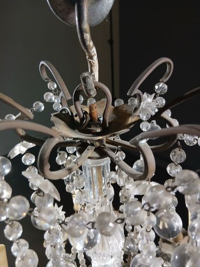 Twelve-light bronze chandelier on two rows...