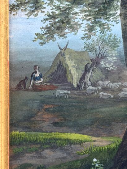 19th century school
Shepherdess, her dog...