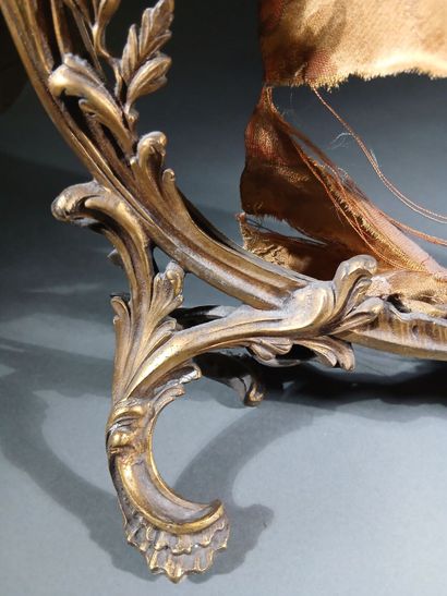 Pair of gilded bronze andirons, chiseled...
