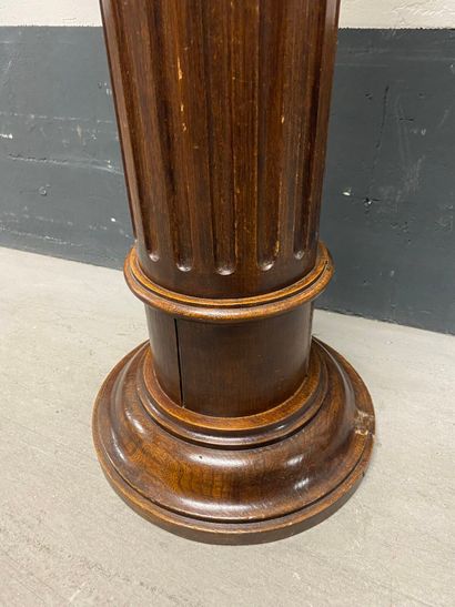 Pair of molded oak or walnut columns with...