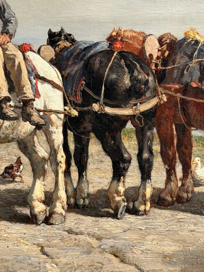 Jules-Jacques VEYRASSAT (1828-1893). 
Horses...