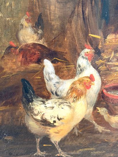Claude GUILLEMINET (1821-1885)
Chickens,...