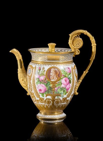 SÈVRES. 
Brachard covered porcelain teapot...