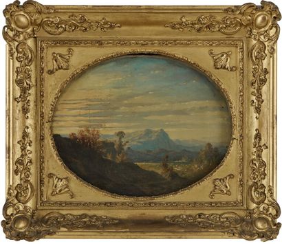 19th century school
Animated mountain landscape
Oval...