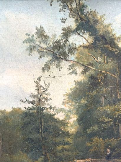19th century school
Fisherman near a bridge
Oil...