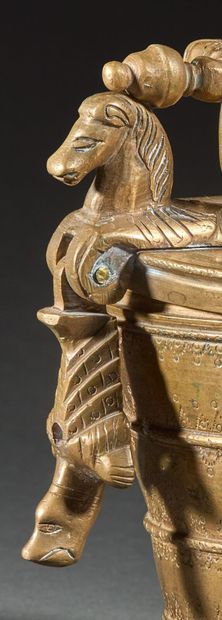 Large sixteen-mark bronze weight stack, the...