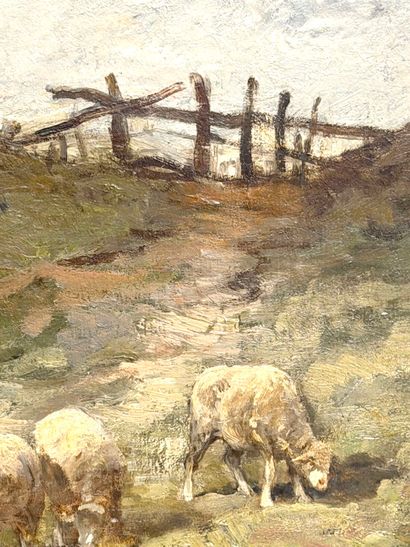 Charles JACQUE (1813-1894). 
Shepherdess...