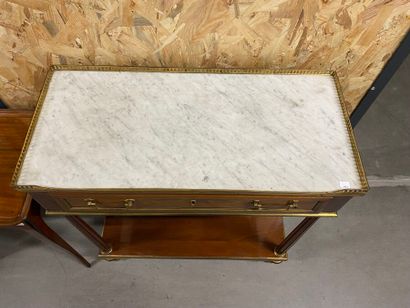 Mahogany and copper-moulded mahogany veneer...