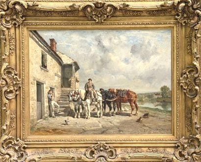 Jules-Jacques VEYRASSAT (1828-1893). 
Horses...