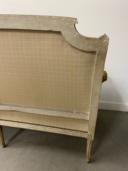 Painted and gilded beech sofa, with a flat...