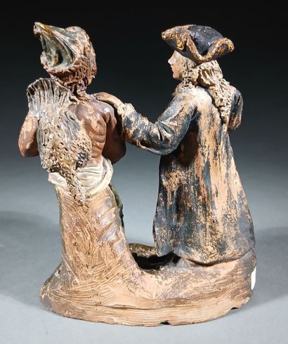 Polychrome terra cotta group depicting a...