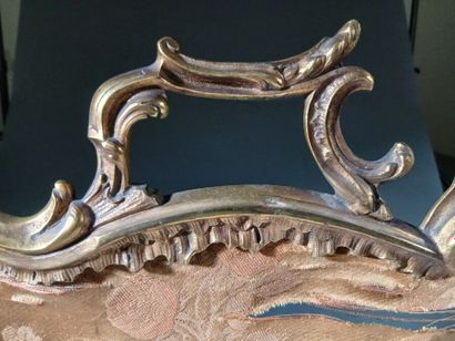 Pair of gilded bronze andirons, chiseled...