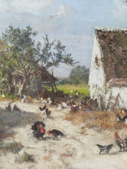 Alexandre DEFAUX (1825-1900) 
Farmyard with...