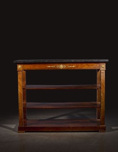 Mahogany console table, top in Belgian black...