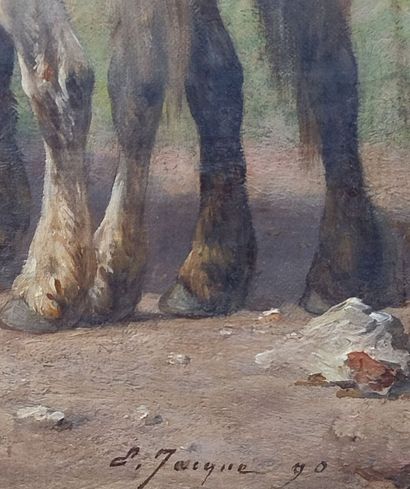 Émile JACQUE (1848-1912). 
Horses at rest....