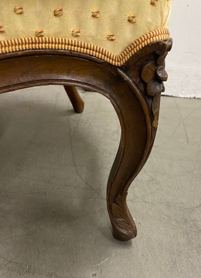 Pair of bergères in natural wood, molded...
