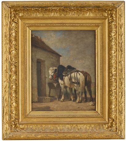 Émile JACQUE (1848-1912). 
Horses at rest....