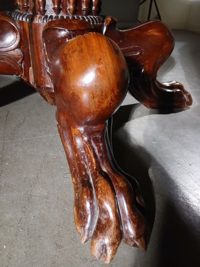 Large circular mahogany dining table, the...