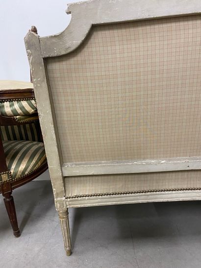 Painted and gilded beech sofa, with a flat...