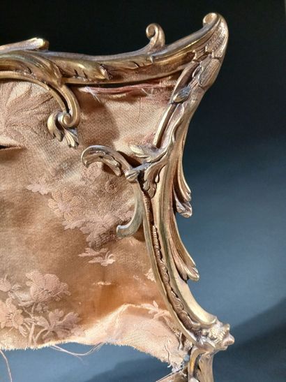 Pair of gilded bronze andirons, chiseled...