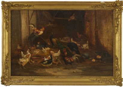 Claude GUILLEMINET (1821-1885)
Chickens,...