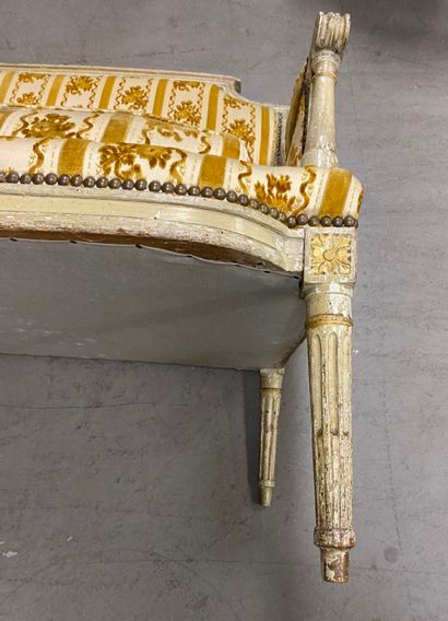 Painted and gilded beech sofa, with a flat...