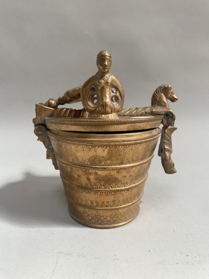 Large sixteen-mark bronze weight stack, the...