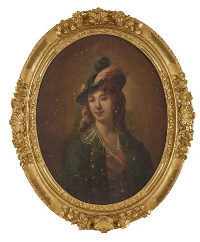 Nineteenth century school. 
Woman with hat....