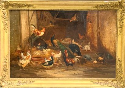 Claude GUILLEMINET (1821-1885)
Chickens,...