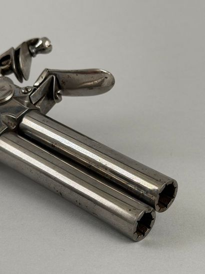 Paire de pistolets double à silex. 
Canons...