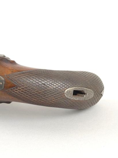 Long pistolet double à silex britannique....