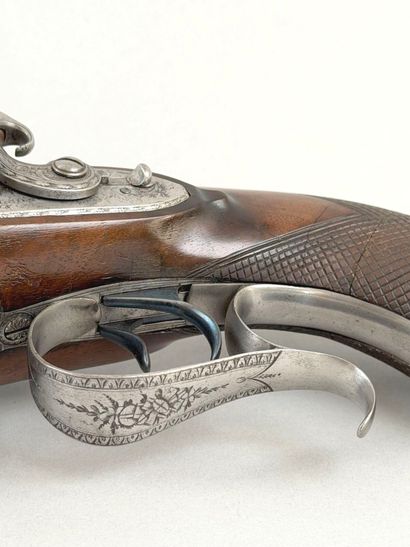 Long pistolet double à silex britannique....