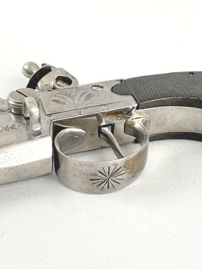 Paire de pistolets double à silex. 
Canons...