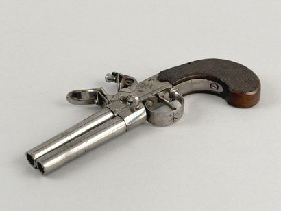 Paire de pistolets double à silex. 
Canons...
