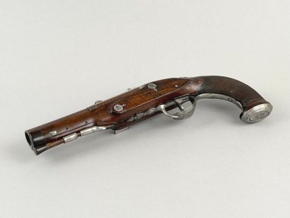 Pistolet à silex d'officier 
Canon rond,...