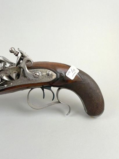 Long pistolet double à silex britannique....