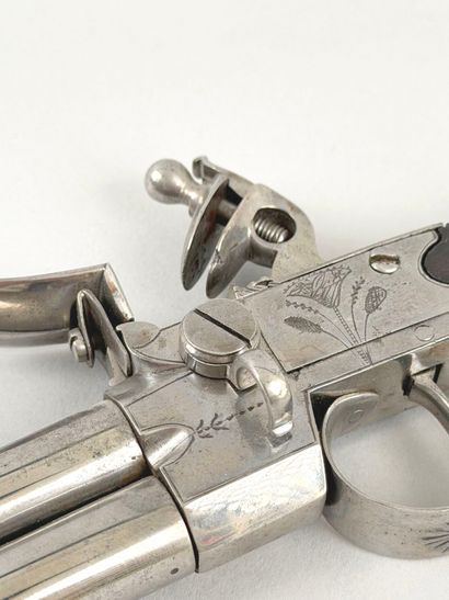 Paire de pistolets double à silex. 
Canons...