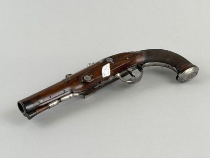 Pistolet à silex d'officier 
Canon rond,...